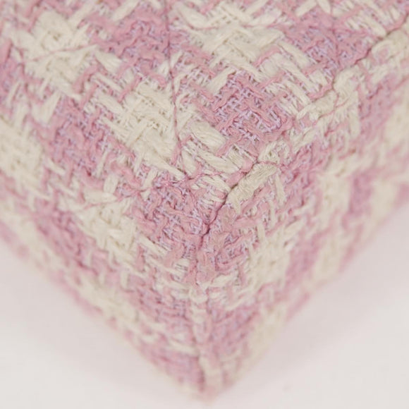 CHANEL Chain Shoulder Bag Tweed Leather 2way Pink Gold CC Auth 128489SM