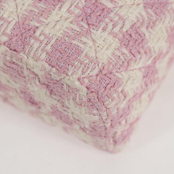 CHANEL Chain Shoulder Bag Tweed Leather 2way Pink Gold CC Auth 128489SM