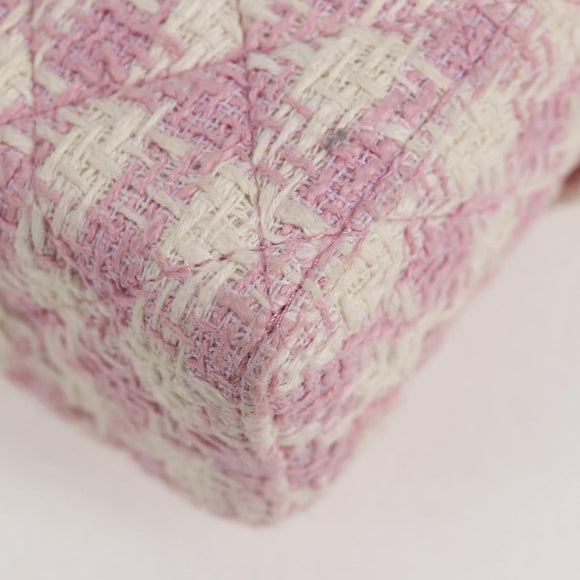 CHANEL Chain Shoulder Bag Tweed Leather 2way Pink Gold CC Auth 128489SM