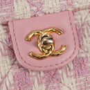 CHANEL Chain Shoulder Bag Tweed Leather 2way Pink Gold CC Auth 128489SM-16