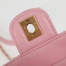 CHANEL Chain Shoulder Bag Tweed Leather 2way Pink Gold CC Auth 128489SM-18