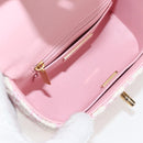 CHANEL Chain Shoulder Bag Tweed Leather 2way Pink Gold CC Auth 128489SM-20