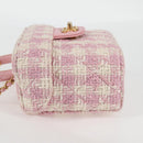CHANEL Chain Shoulder Bag Tweed Leather 2way Pink Gold CC Auth 128489SM-4
