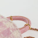 CHANEL Chain Shoulder Bag Tweed Leather 2way Pink Gold CC Auth 128489SM-7
