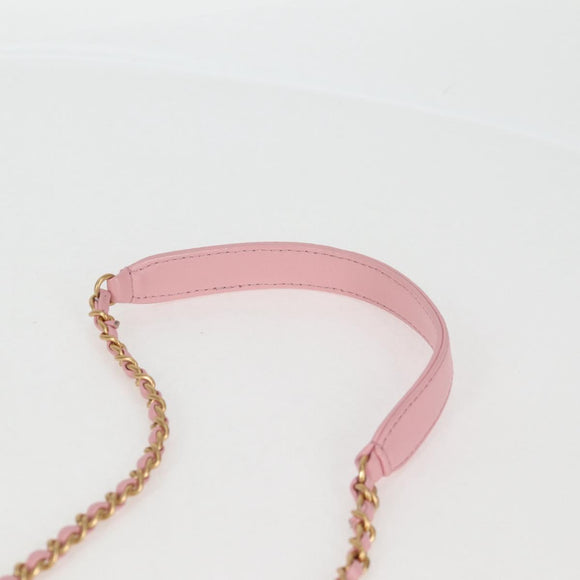 CHANEL Chain Shoulder Bag Tweed Leather 2way Pink Gold CC Auth 128489SM