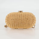 CHANEL Rattan Chain Shoulder Bag Straw Beige Gold CC Auth 128491SV-5