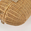 CHANEL Rattan Chain Shoulder Bag Straw Beige Gold CC Auth 128491SV-18