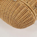 CHANEL Rattan Chain Shoulder Bag Straw Beige Gold CC Auth 128491SV-19