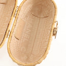 CHANEL Rattan Chain Shoulder Bag Straw Beige Gold CC Auth 128491SV-9