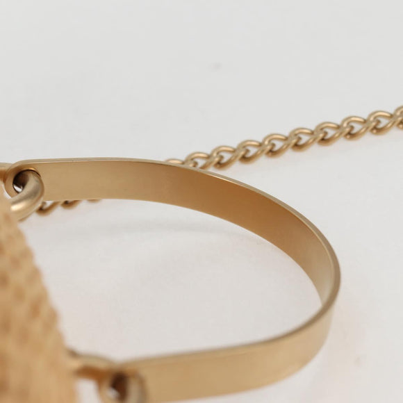 CHANEL Rattan Chain Shoulder Bag Straw Beige Gold CC Auth 128491SV