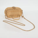CHANEL Rattan Chain Shoulder Bag Straw Beige Gold CC Auth 128491SV-8