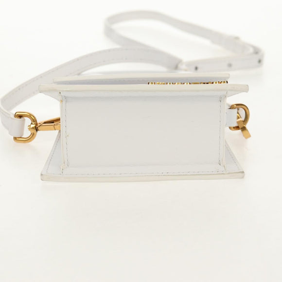 JACQUEMUS Mini Hand Bag Leather 2way White Gold Auth 128500M