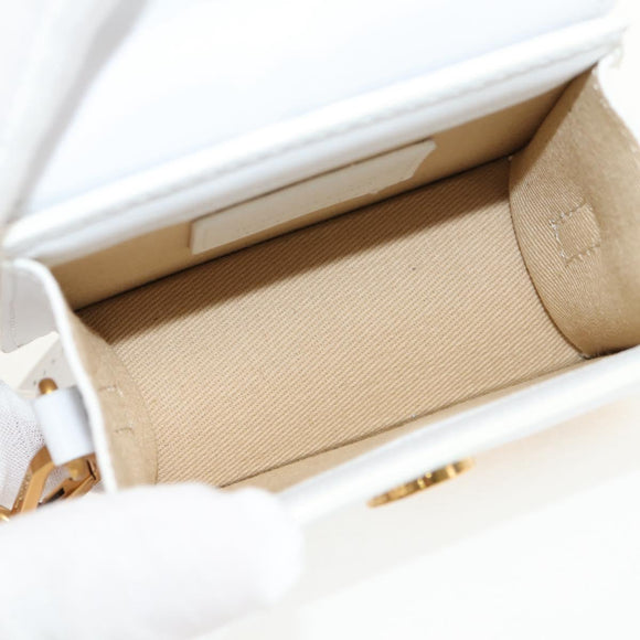 JACQUEMUS Mini Hand Bag Leather 2way White Gold Auth 128500M