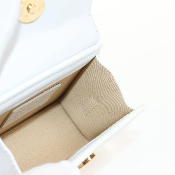 JACQUEMUS Mini Hand Bag Leather 2way White Gold Auth 128500M