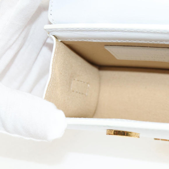JACQUEMUS Mini Hand Bag Leather 2way White Gold Auth 128500M