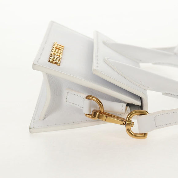 JACQUEMUS Mini Hand Bag Leather 2way White Gold Auth 128500M