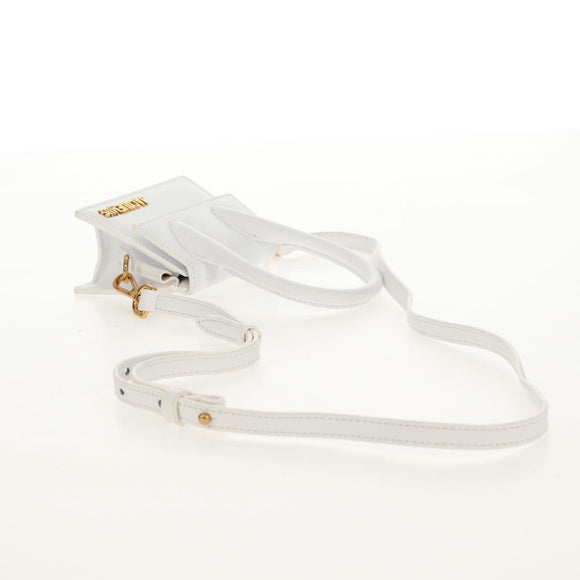 JACQUEMUS Mini Hand Bag Leather 2way White Gold Auth 128500M
