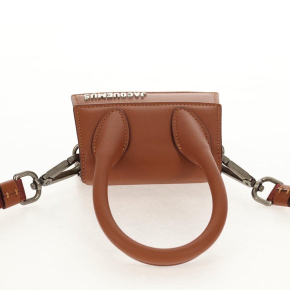 JACQUEMUS Mini Hand Bag Leather 2way Brown Gold Auth 128501M