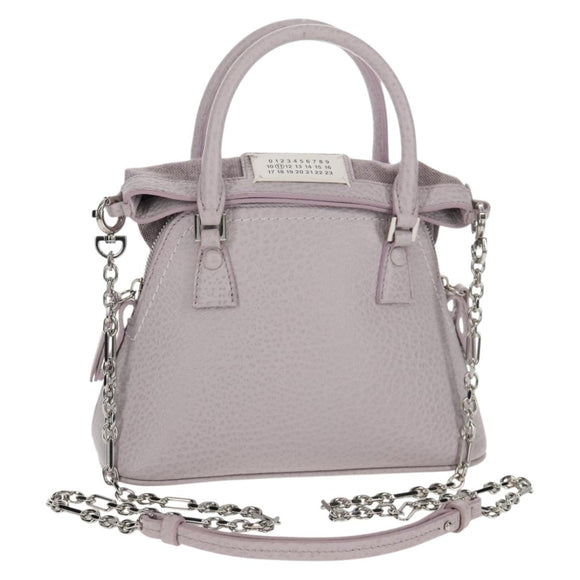 Maison Margiela Chain Shoulder Bag Leather 2way Pastel Purple Auth 128503M