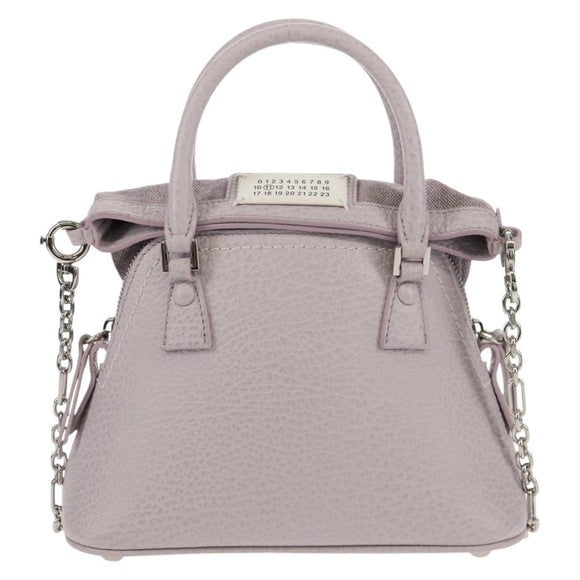 Maison Margiela Chain Shoulder Bag Leather 2way Pastel Purple Auth 128503M