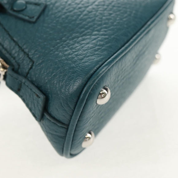 Maison Margiela Mini Hand Bag Leather 2way Blue Silver Auth 128504M