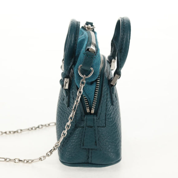 Maison Margiela Mini Hand Bag Leather 2way Blue Silver Auth 128504M