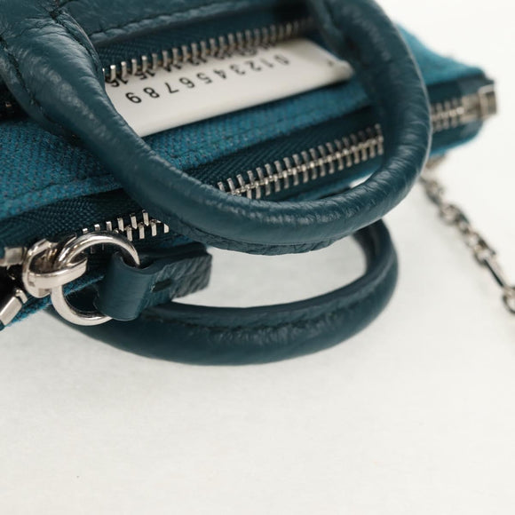 Maison Margiela Mini Hand Bag Leather 2way Blue Silver Auth 128504M