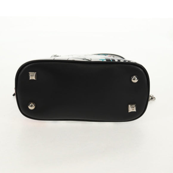 Maison Margiela Chain Hand Bag Leather 2way White Black Silver Auth 128505M