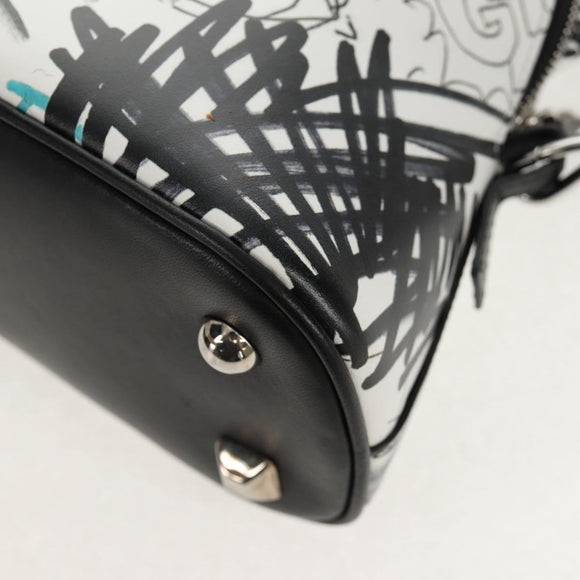 Maison Margiela Chain Hand Bag Leather 2way White Black Silver Auth 128505M