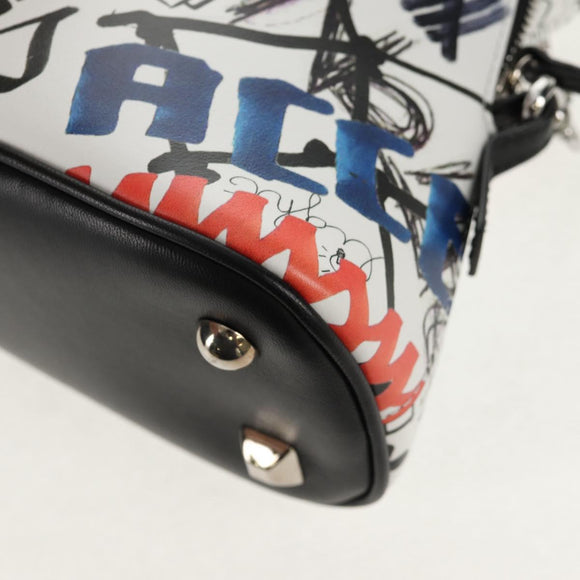 Maison Margiela Chain Hand Bag Leather 2way White Black Silver Auth 128505M