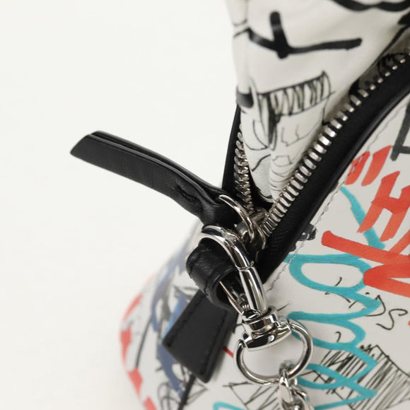 Maison Margiela Chain Hand Bag Leather 2way White Black Silver Auth 128505M