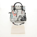 Maison Margiela Chain Hand Bag Leather 2way White Black Silver Auth 128505M-25