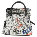 Maison Margiela Chain Hand Bag Leather 2way White Black Silver Auth 128505M-3