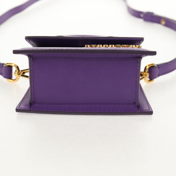 JACQUEMUS Mini Hand Bag Leather 2way Purple Gold Auth 128506M