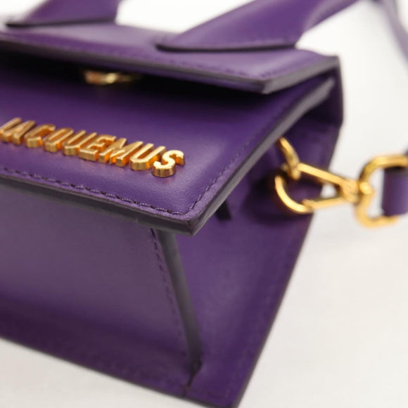 JACQUEMUS Mini Hand Bag Leather 2way Purple Gold Auth 128506M