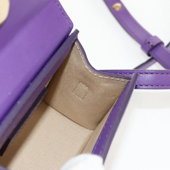 JACQUEMUS Mini Hand Bag Leather 2way Purple Gold Auth 128506M