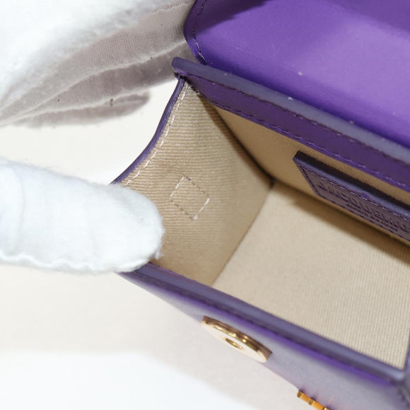 JACQUEMUS Mini Hand Bag Leather 2way Purple Gold Auth 128506M