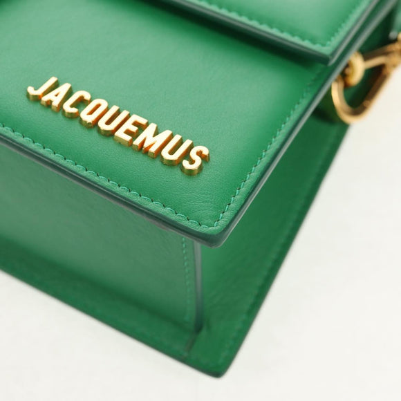 JACQUEMUS Hand Bag Leather 2way Green Gold Auth 128507M