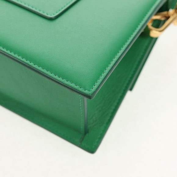 JACQUEMUS Hand Bag Leather 2way Green Gold Auth 128507M