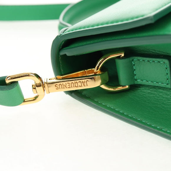 JACQUEMUS Hand Bag Leather 2way Green Gold Auth 128507M