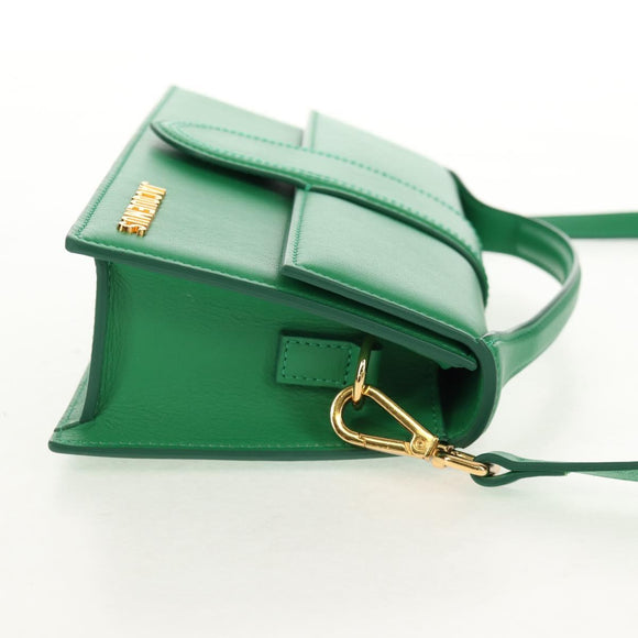 JACQUEMUS Hand Bag Leather 2way Green Gold Auth 128507M