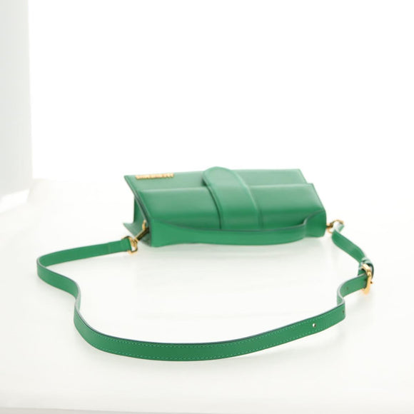 JACQUEMUS Hand Bag Leather 2way Green Gold Auth 128507M