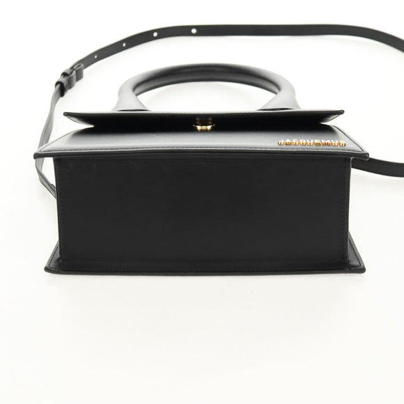 JACQUEMUS Hand Bag Leather 2way Black Gold Auth 128508M