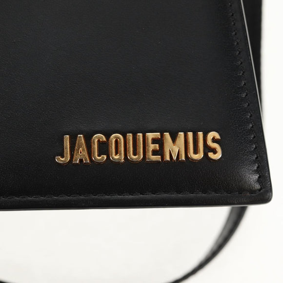 JACQUEMUS Hand Bag Leather 2way Black Gold Auth 128508M