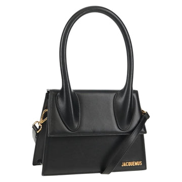 JACQUEMUS Hand Bag Leather 2way Black Gold Auth 128508M