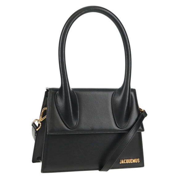 JACQUEMUS Hand Bag Leather 2way Black Gold Auth 128508M