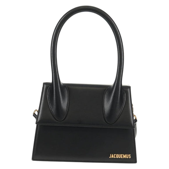 JACQUEMUS Hand Bag Leather 2way Black Gold Auth 128508M
