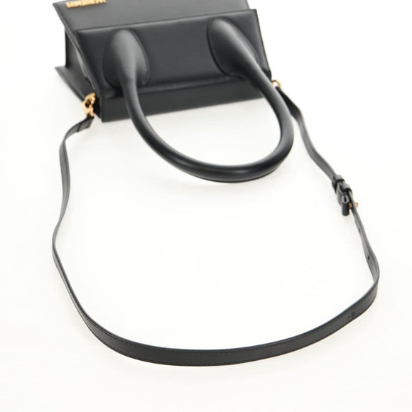 JACQUEMUS Hand Bag Leather 2way Black Gold Auth 128508M