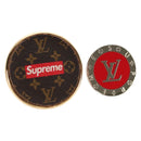 LOUIS VUITTON Monogram LVxSupreme Brooch Pin 2 Set Red LV Auth 128511M-1