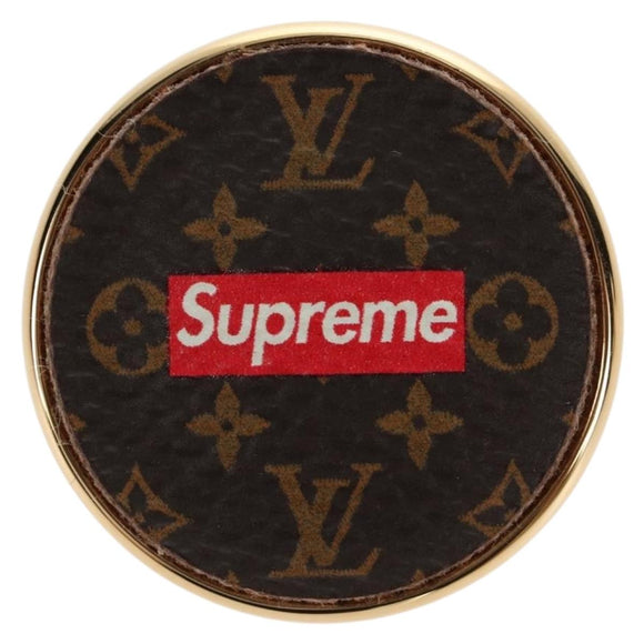 LOUIS VUITTON Monogram LVxSupreme Brooch Pin 2 Set Red LV Auth 128511SAM
